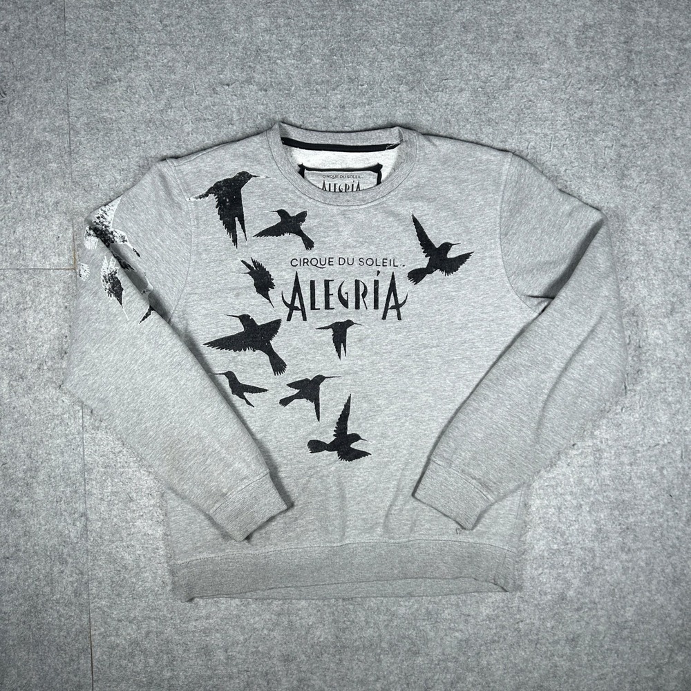 Cirque Du Soleil Alegria sweatshirt Medium Gray Hummingbird Graphic Pullover